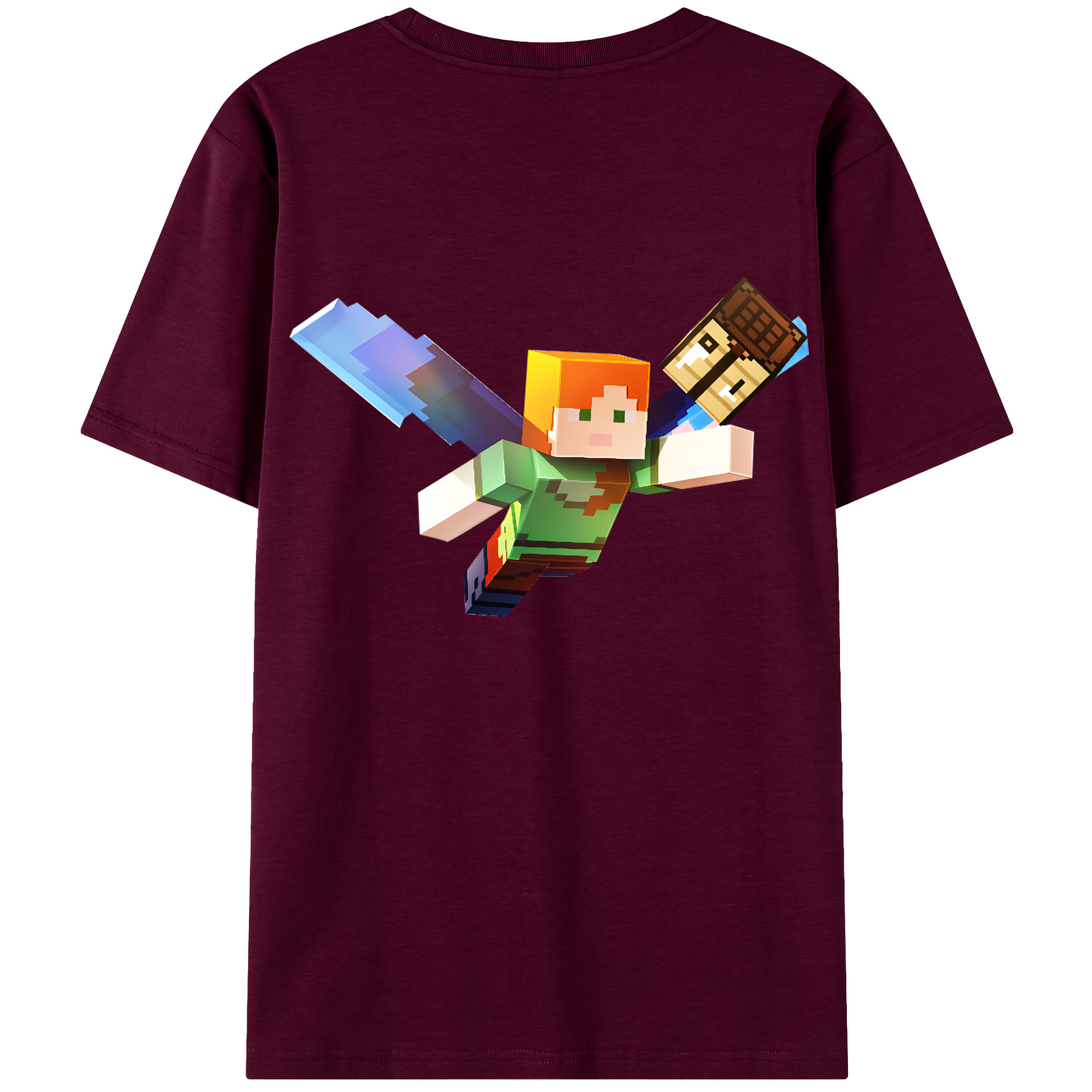 （画像用） マインクラフト ブロックの世界 Minecraft MC Block world レディース半袖Tシャツ(バックプリント)